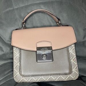 RalphLauren Ralph Lauren Heritage Lock Pink & Taupe Leather Logo Beckett Satchel